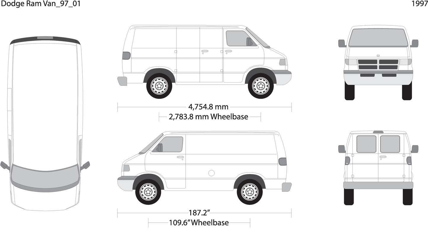 1997 Dodge Ram Van V01 Vehicle Wrap Template