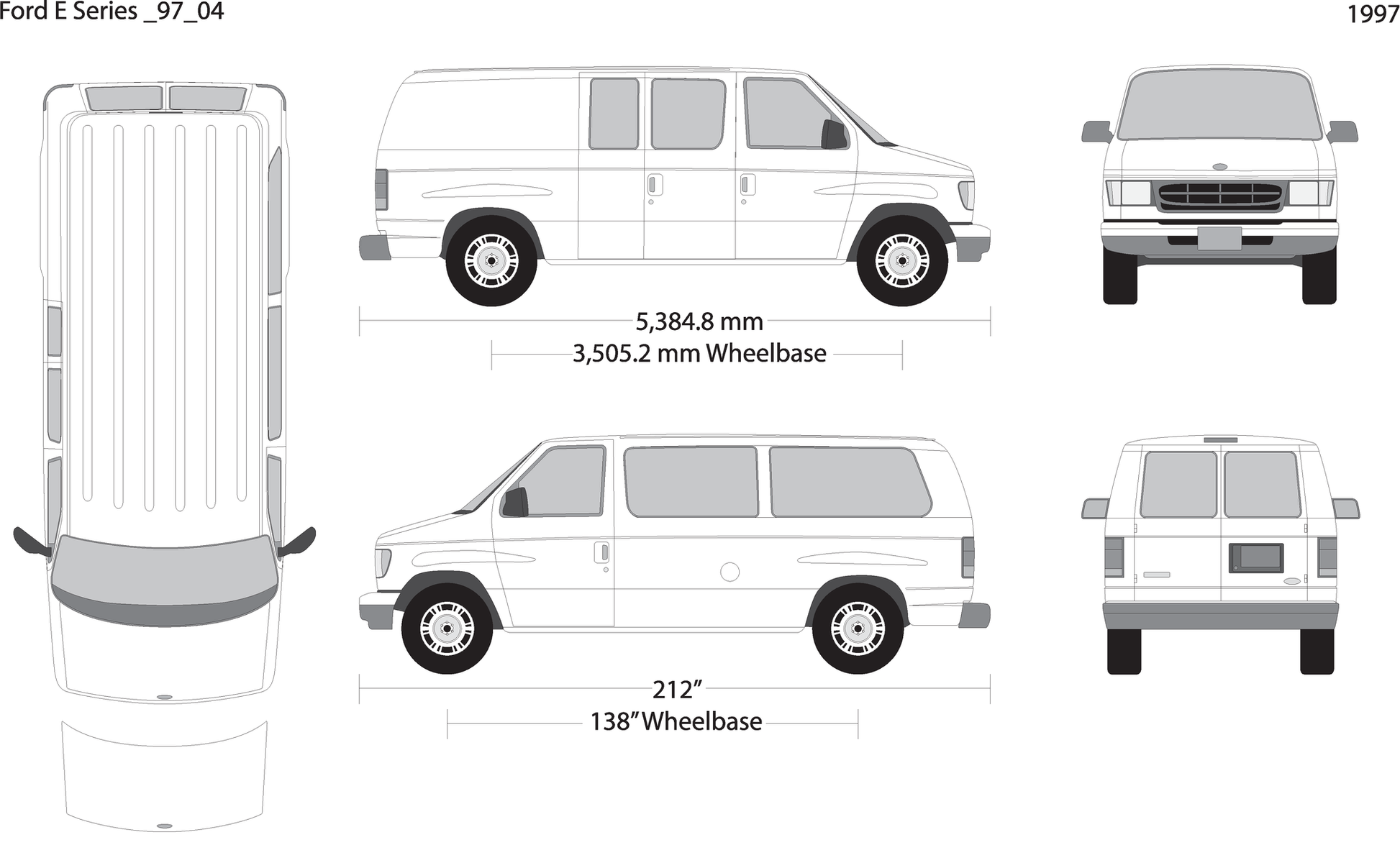 1997 Ford E Series V04 Vehicle Wrap Template