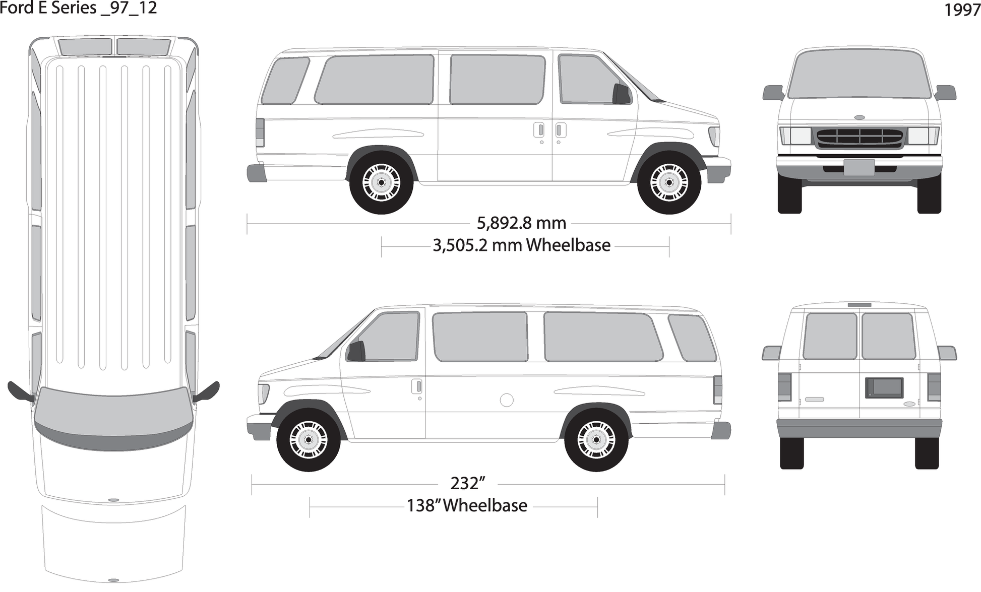 1997 Ford E Series V12 Vehicle Wrap Template