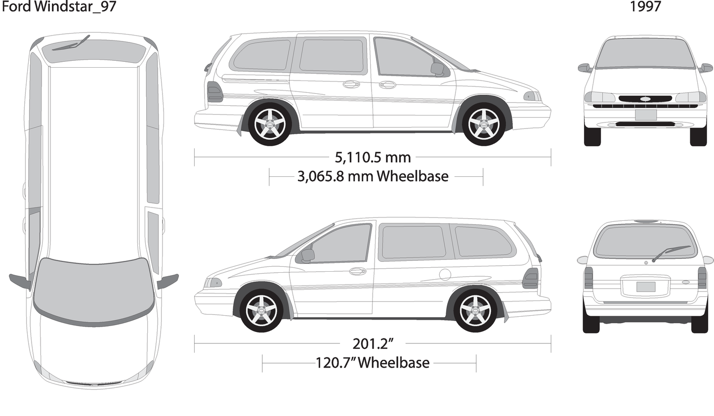 1997 Ford Windstar V97 Vehicle Wrap Template