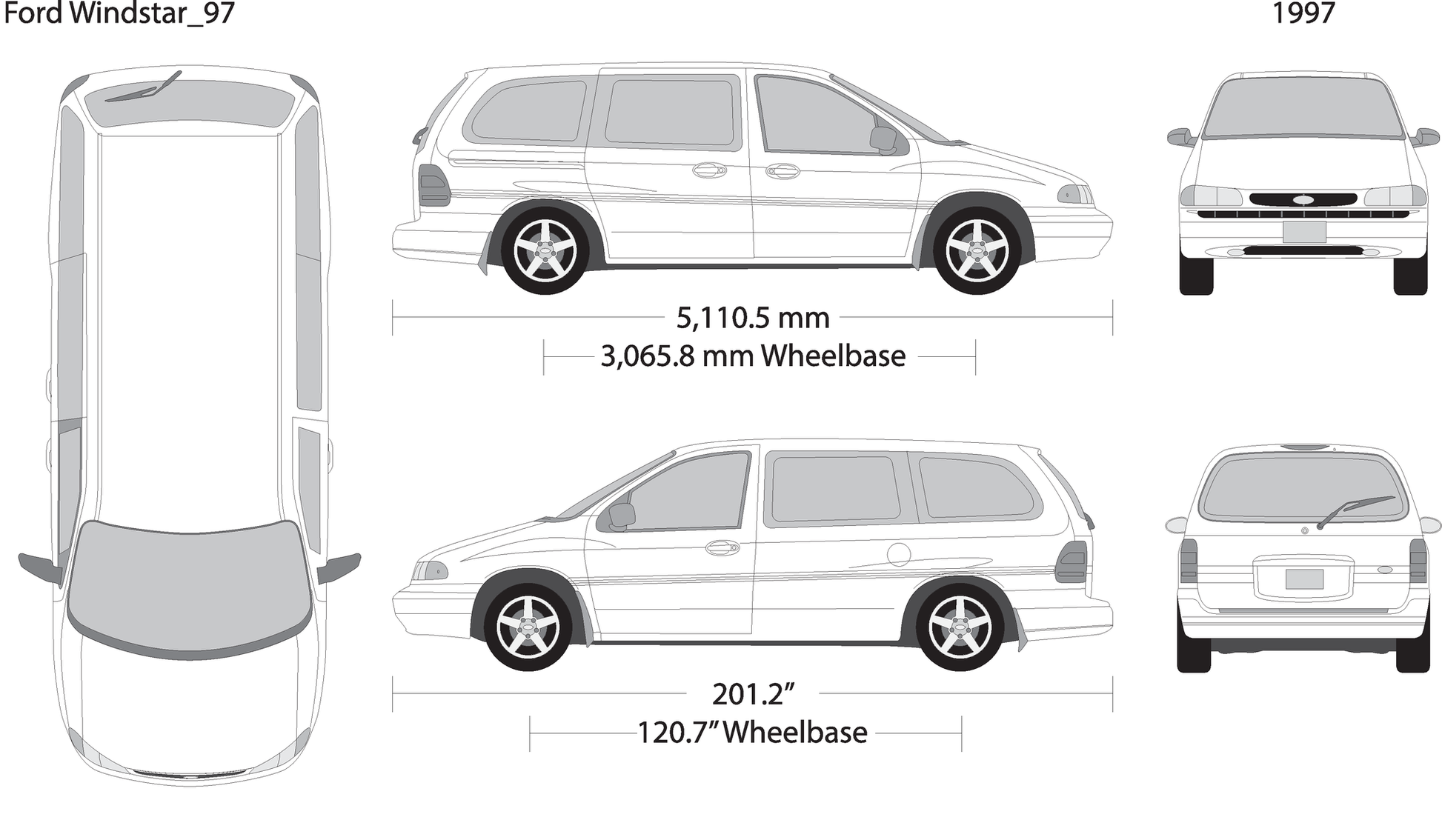 1997 Ford Windstar V97 Vehicle Wrap Template