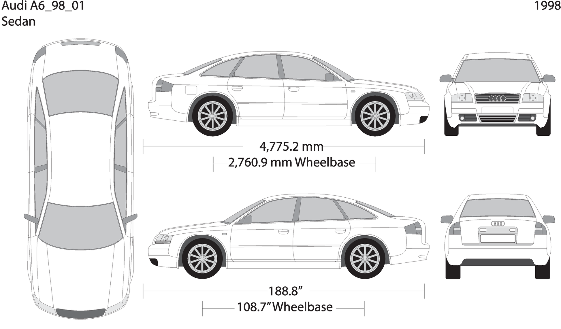 1998 Audi A6 V01 Vehicle Wrap Template