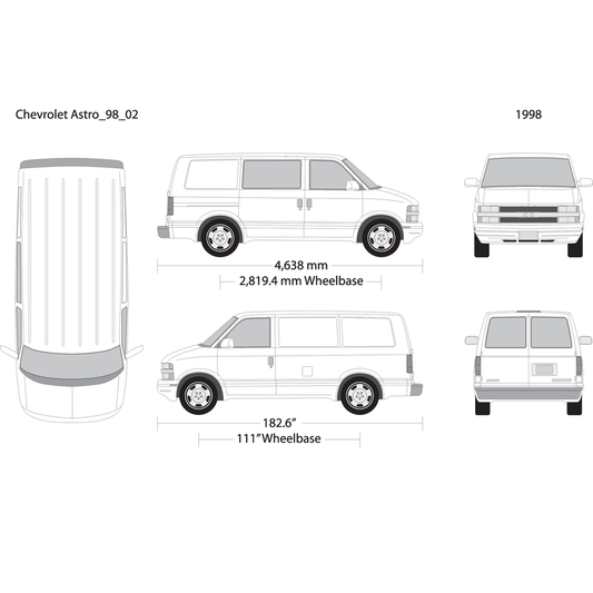 1998 Chevy Astro V02 Vehicle Wrap Template