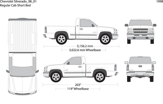 1998 Chevy Silverado 1500 V01 Vehicle Wrap Template