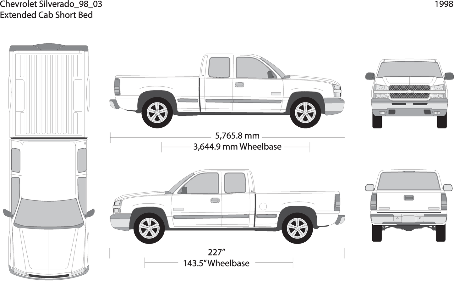 1998 Chevy Silverado 1500 V03 Vehicle Wrap Template