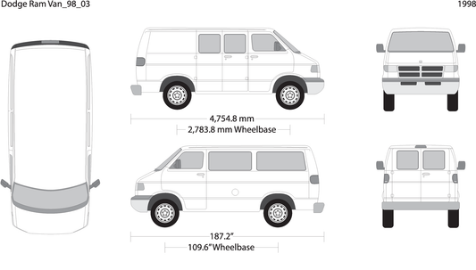 1998 Dodge Ram Van V03 Vehicle Wrap Template