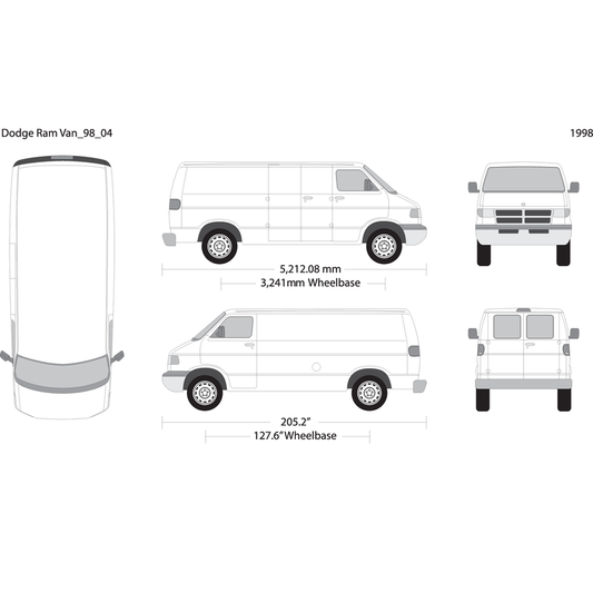 1998 Dodge Ram Van V04 Vehicle Wrap Template