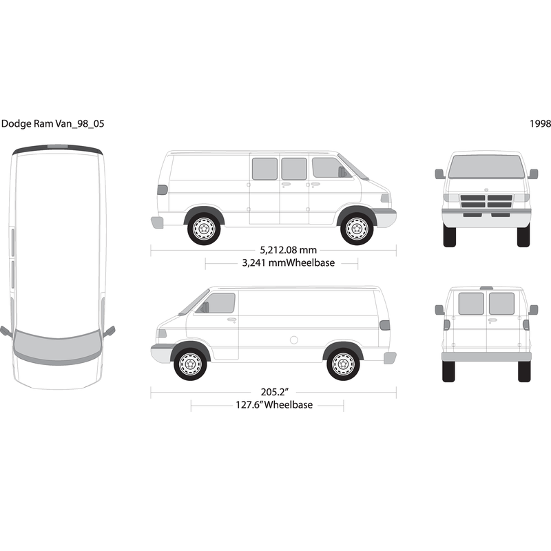 1998 Dodge Ram Van V05 Vehicle Wrap Template