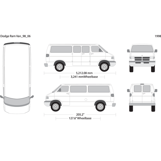 1998 Dodge Ram Van V06 Vehicle Wrap Template