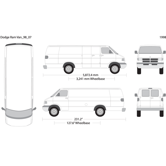 1998 Dodge Ram Van V07 Vehicle Wrap Template