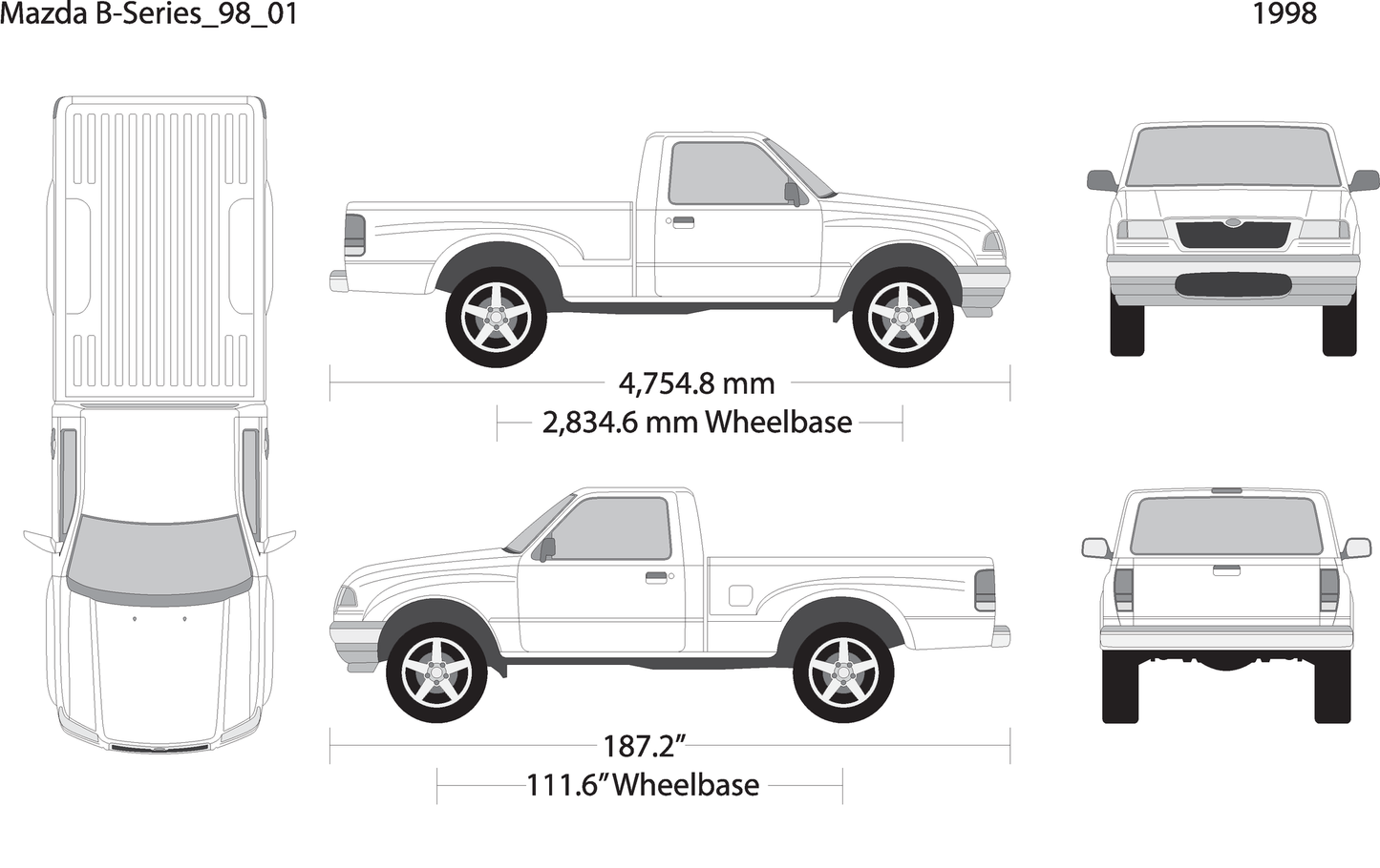 1998 Mazda B Series V01 Vehicle Wrap Template