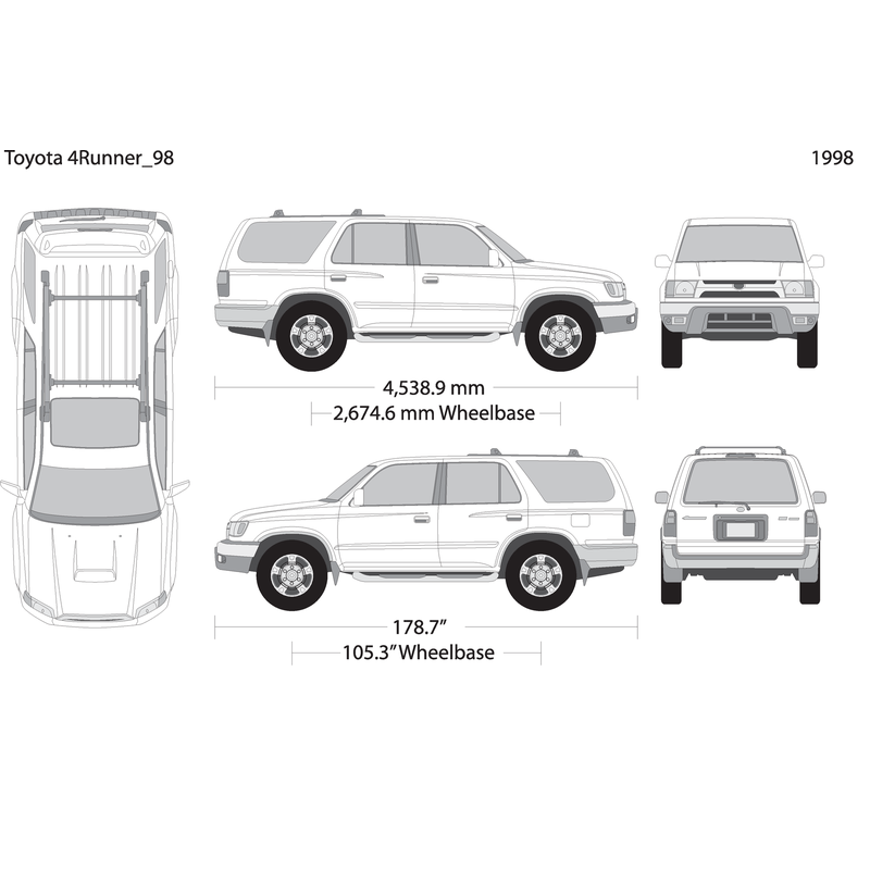 1998 Toyota 4 Runner V98 Vehicle Wrap Template