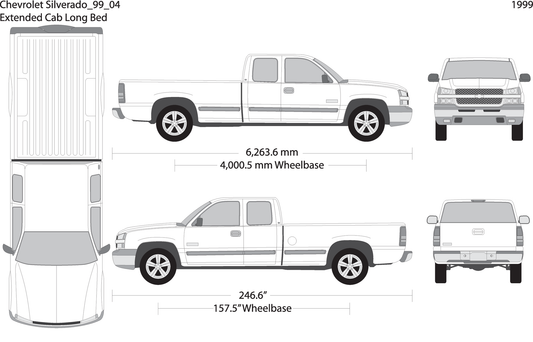 1999 Chevy Silverado 1500 V04 Vehicle Wrap Template