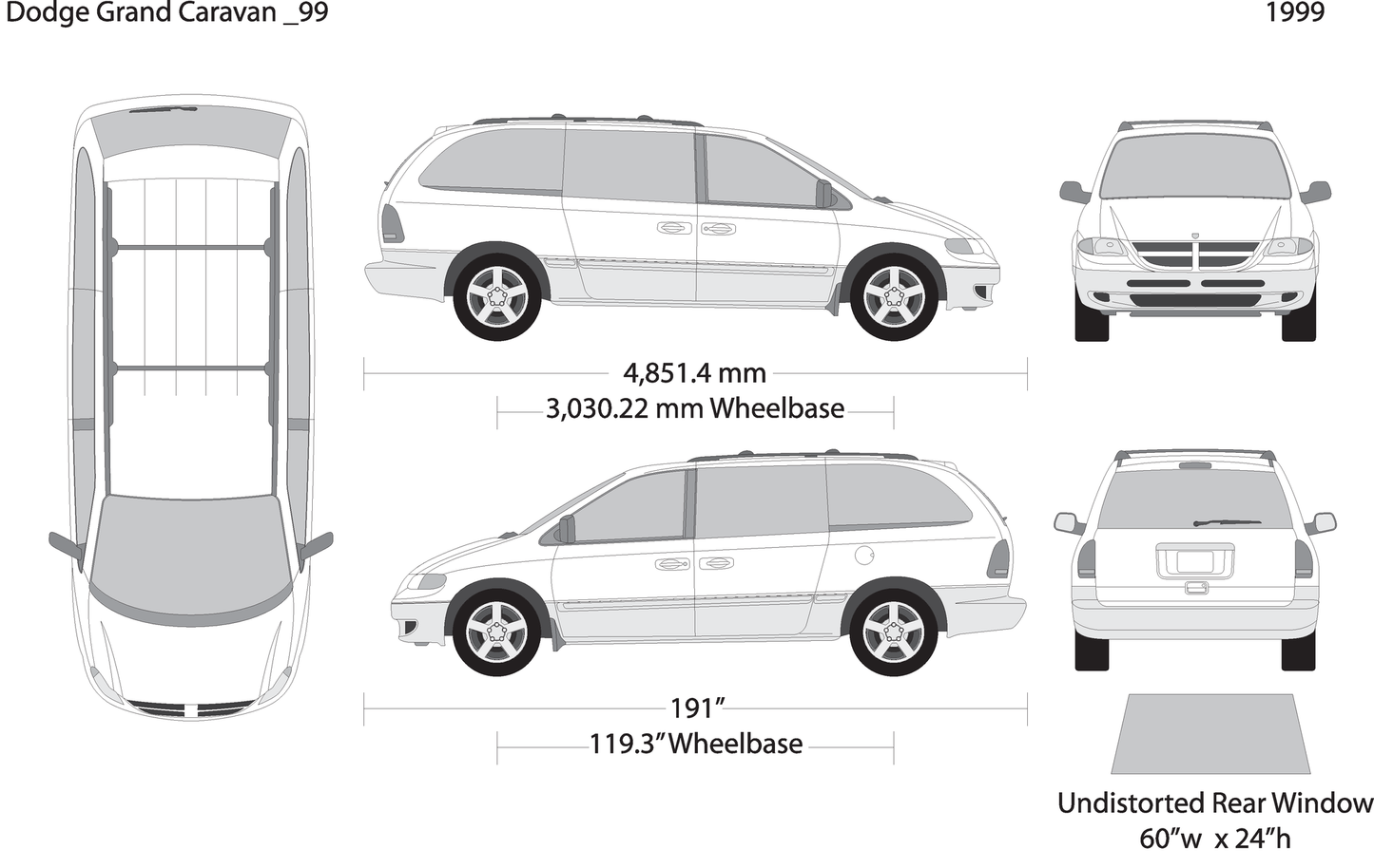 1999 Dodge Grand Caravan V99 Vehicle Wrap Template