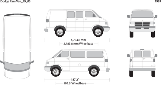 1999 Dodge Ram Van V03 Vehicle Wrap Template