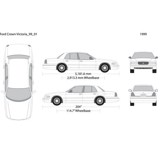 1999 Ford Crown Victoria V01 Vehicle Wrap Template