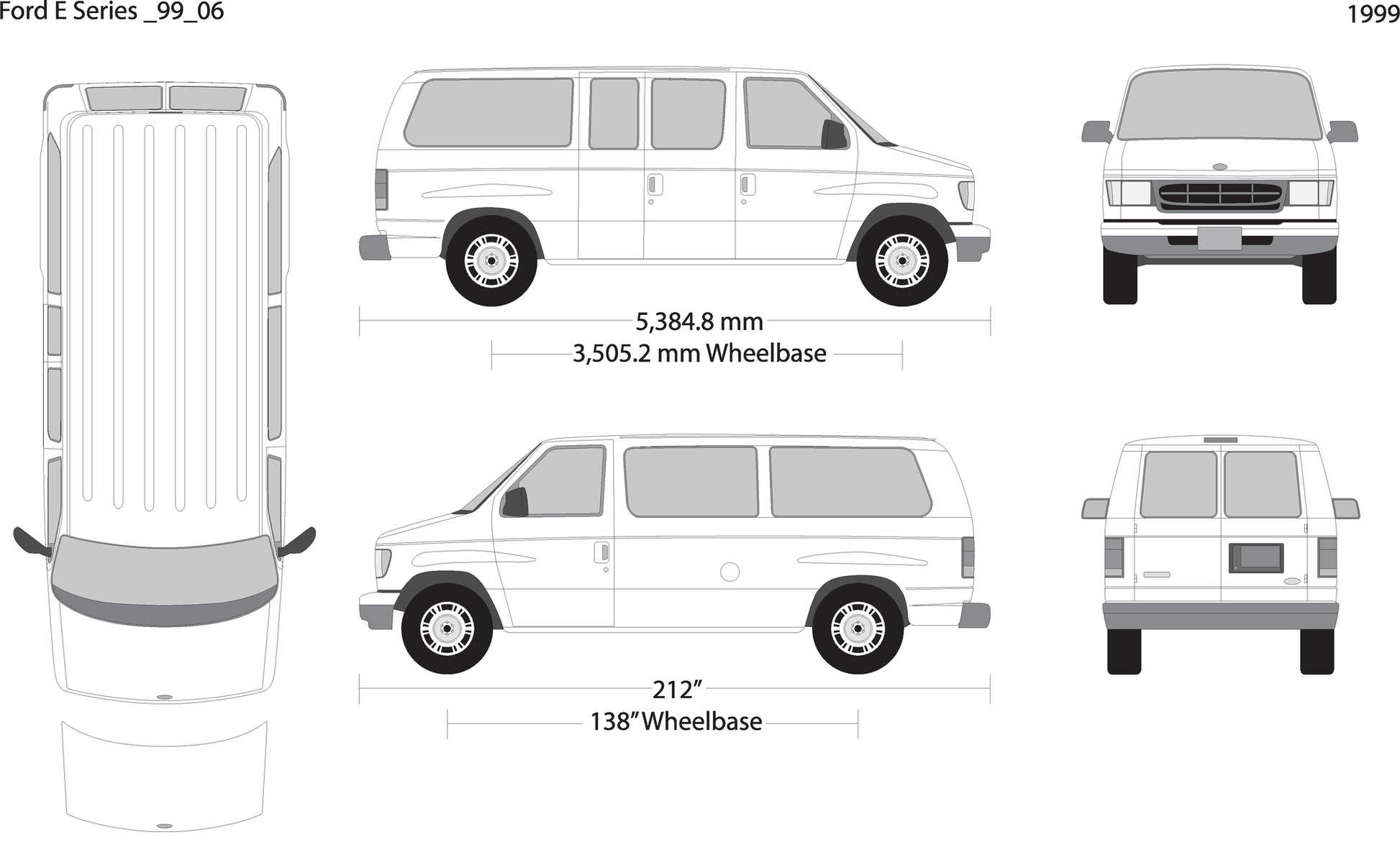 1999 Ford E Series V06 Vehicle Wrap Template