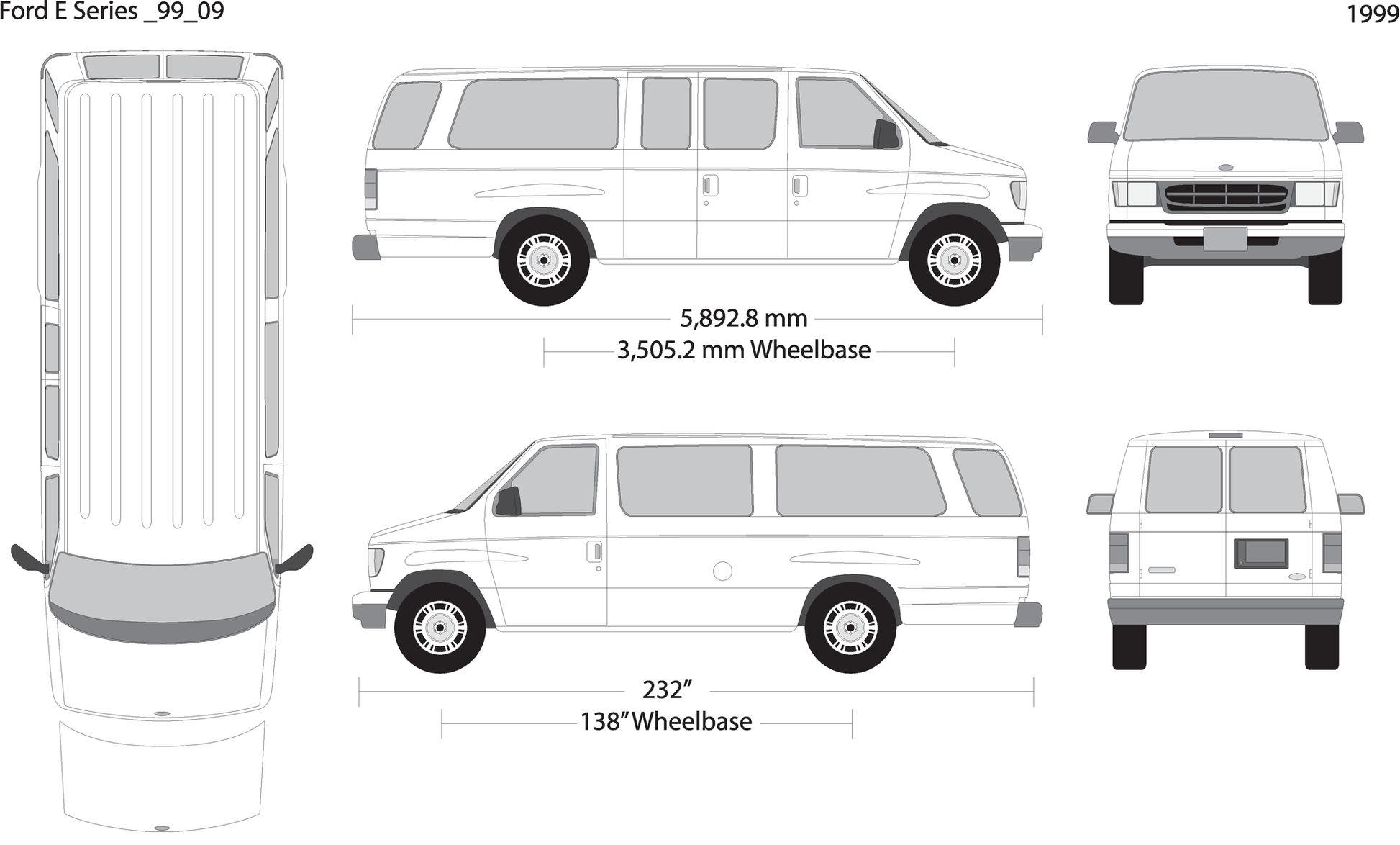 1999 Ford E Series V09 Vehicle Wrap Template