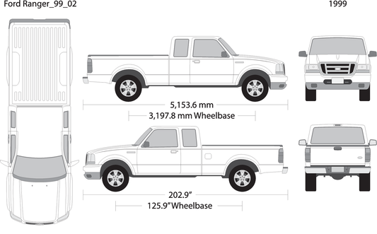 1999 Ford Ranger V02 Vehicle Wrap Template