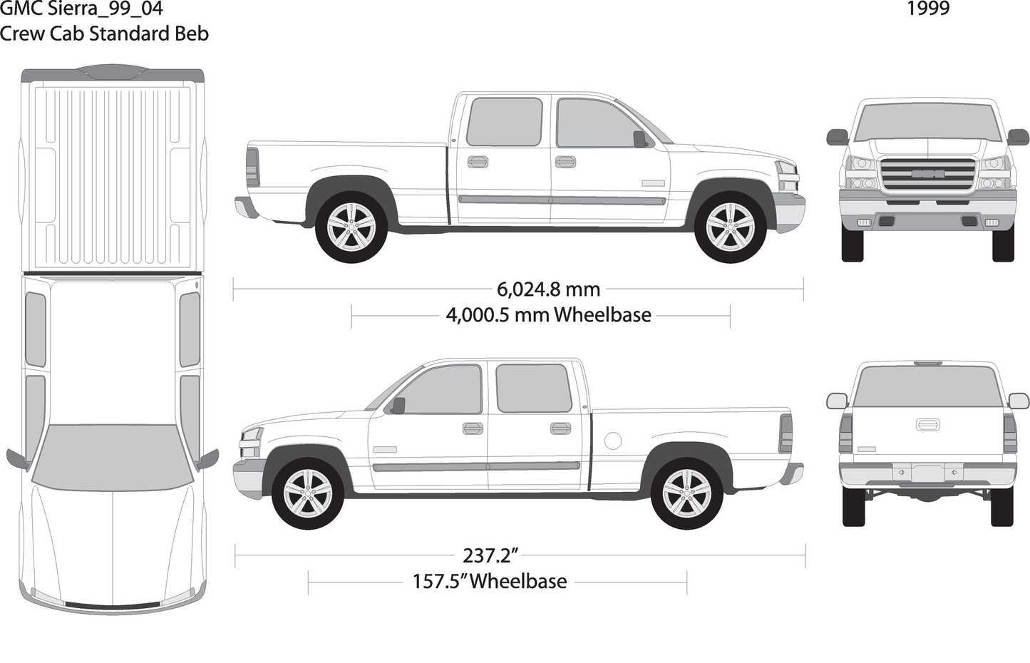 1999 Gmc Sierra 1500 V04 Vehicle Wrap Template