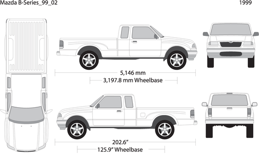 1999 Mazda B Series V02 Vehicle Wrap Template
