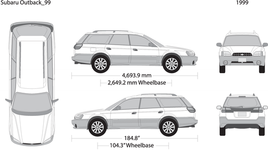 1999 Subaru Outback V99 Vehicle Wrap Template