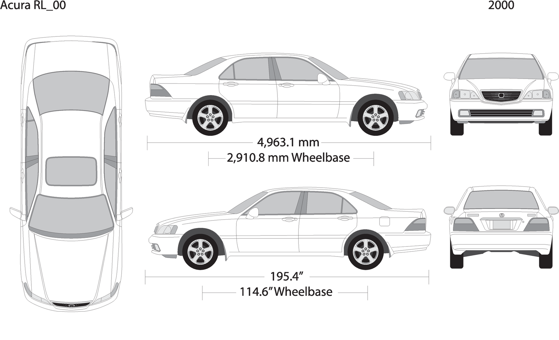 2000 Acura Rl V00 Vehicle Wrap Template