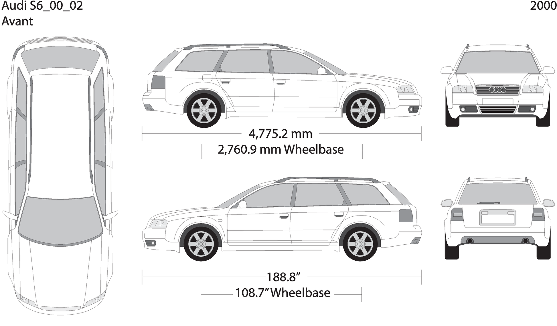 2000 Audi S6 V02 Vehicle Wrap Template