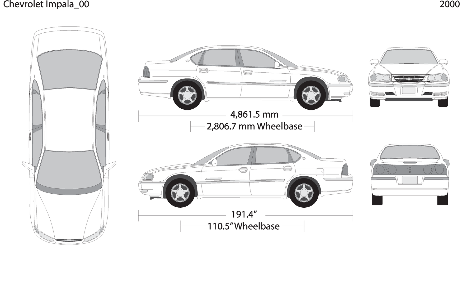 2000 Chevy Impala V00 Vehicle Wrap Template