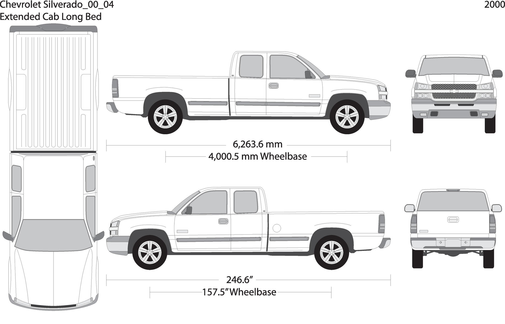 2000 Chevy Silverado 1500 V04 Vehicle Wrap Template