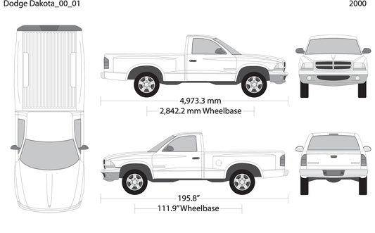 2000 Dodge Dakota V01 Vehicle Wrap Template