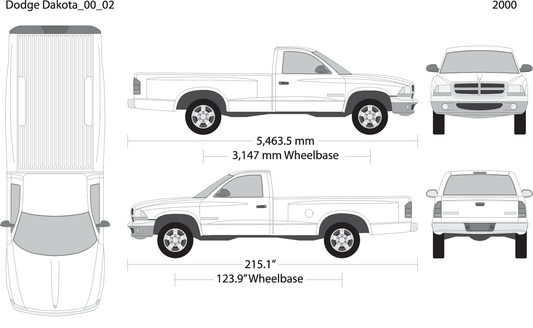 2000 Dodge Dakota V02 Vehicle Wrap Template