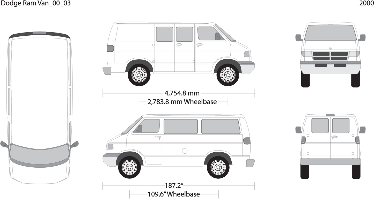 2000 Dodge Ram Van V03 Vehicle Wrap Template