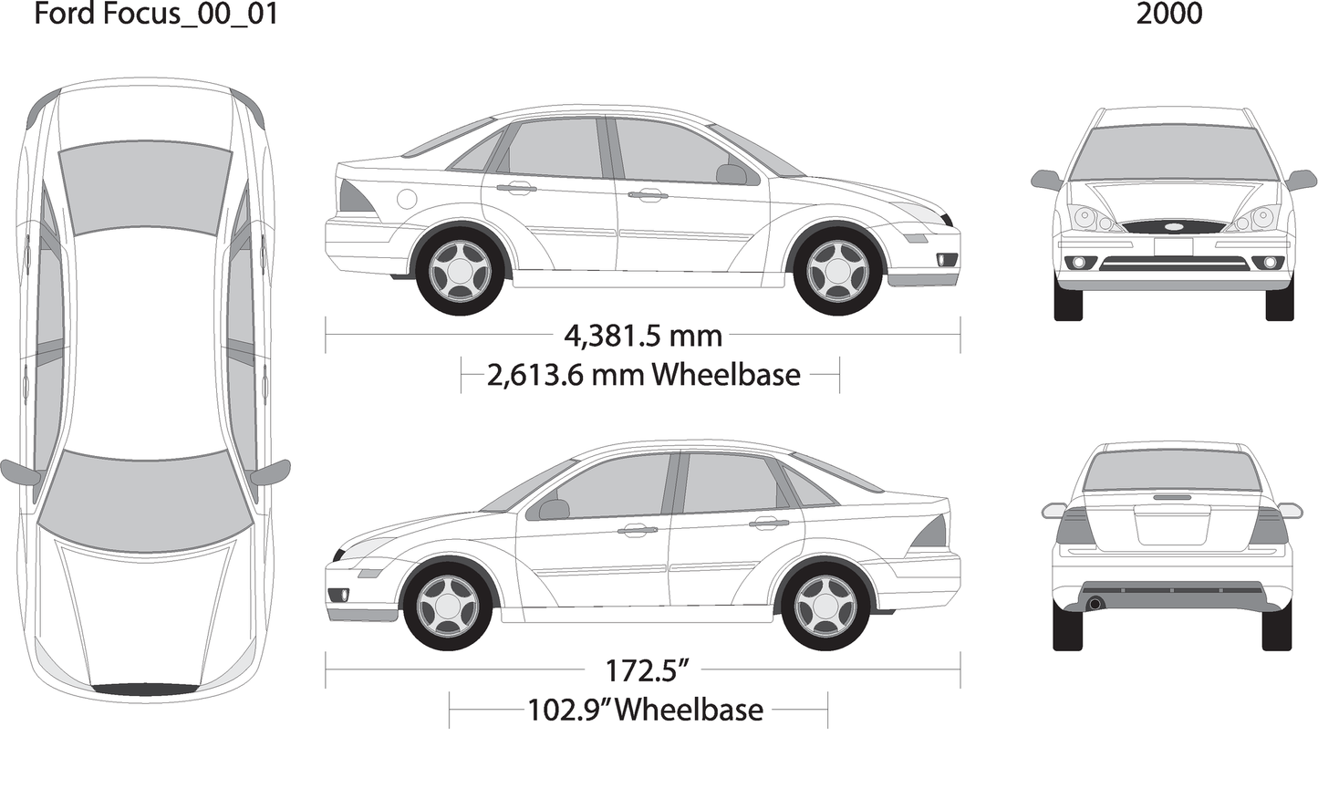 2000 Ford Focus V01 Vehicle Wrap Template