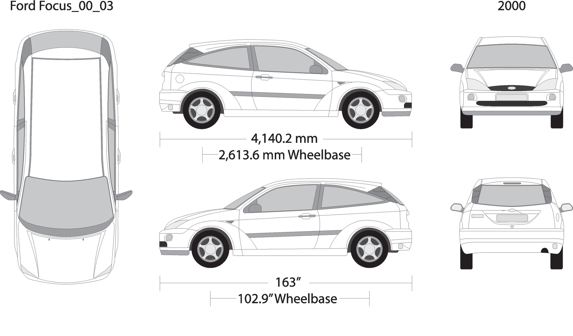 2000 Ford Focus V03 Vehicle Wrap Template