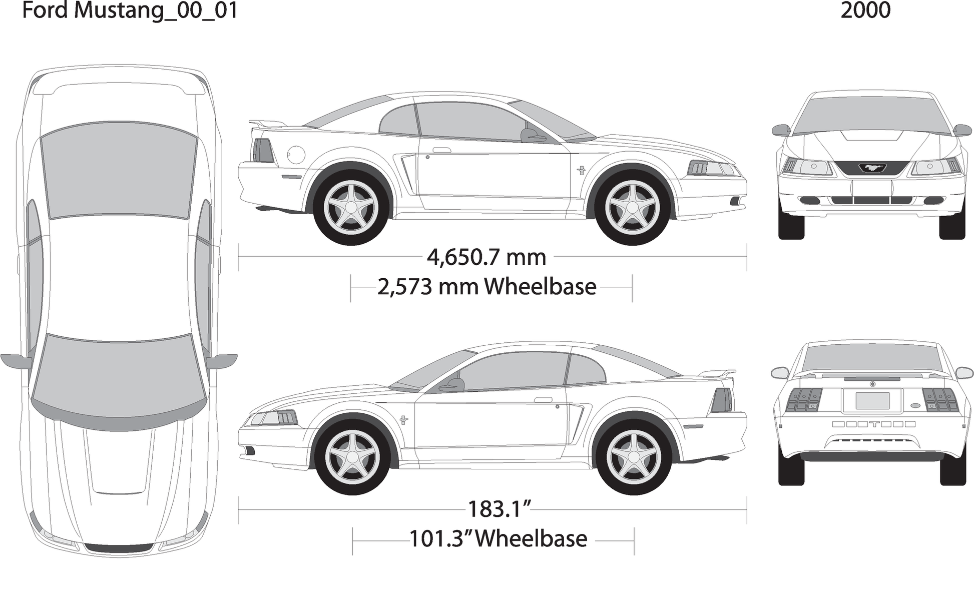 2000 Ford Mustang V01 Vehicle Wrap Template