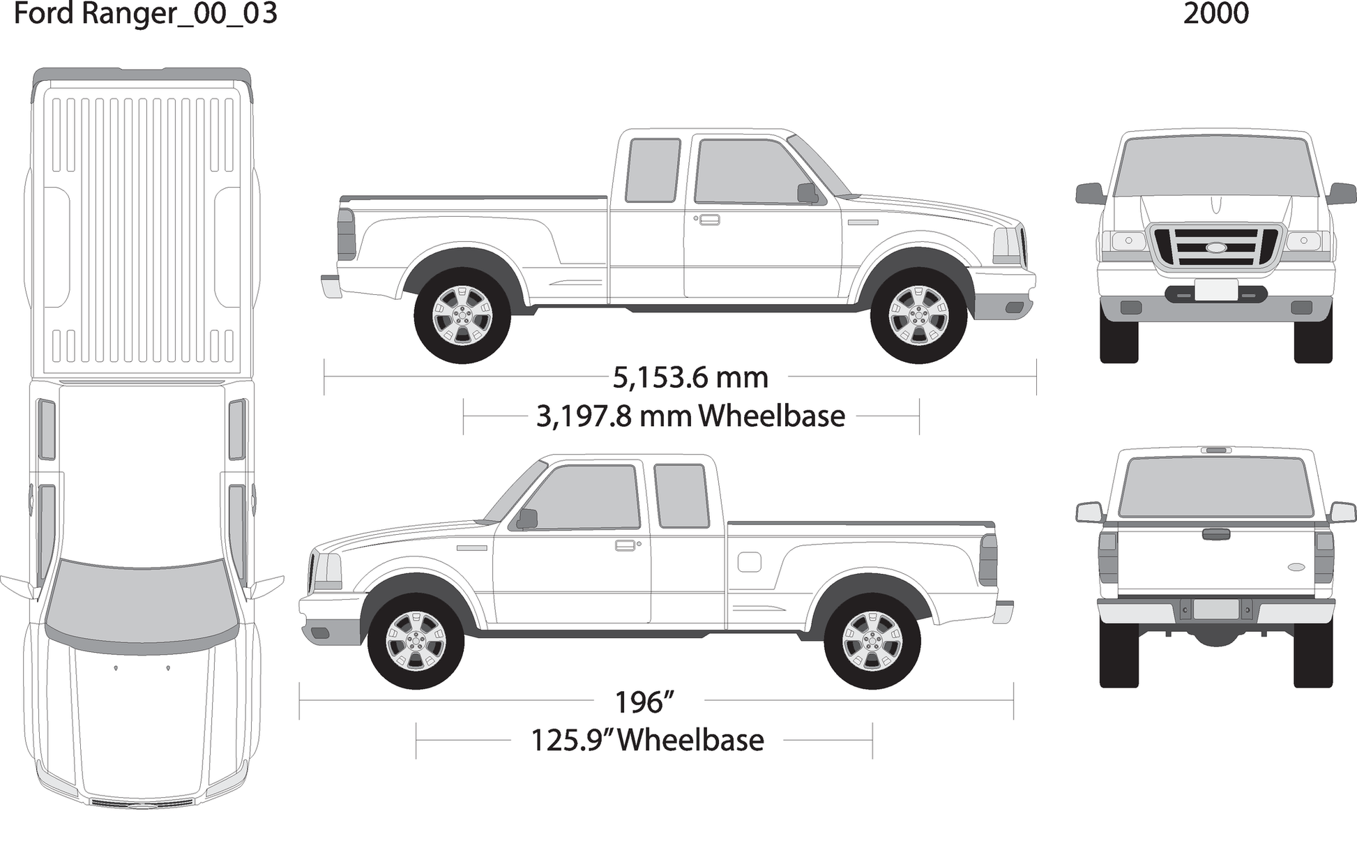 2000 Ford Ranger V03 Vehicle Wrap Template