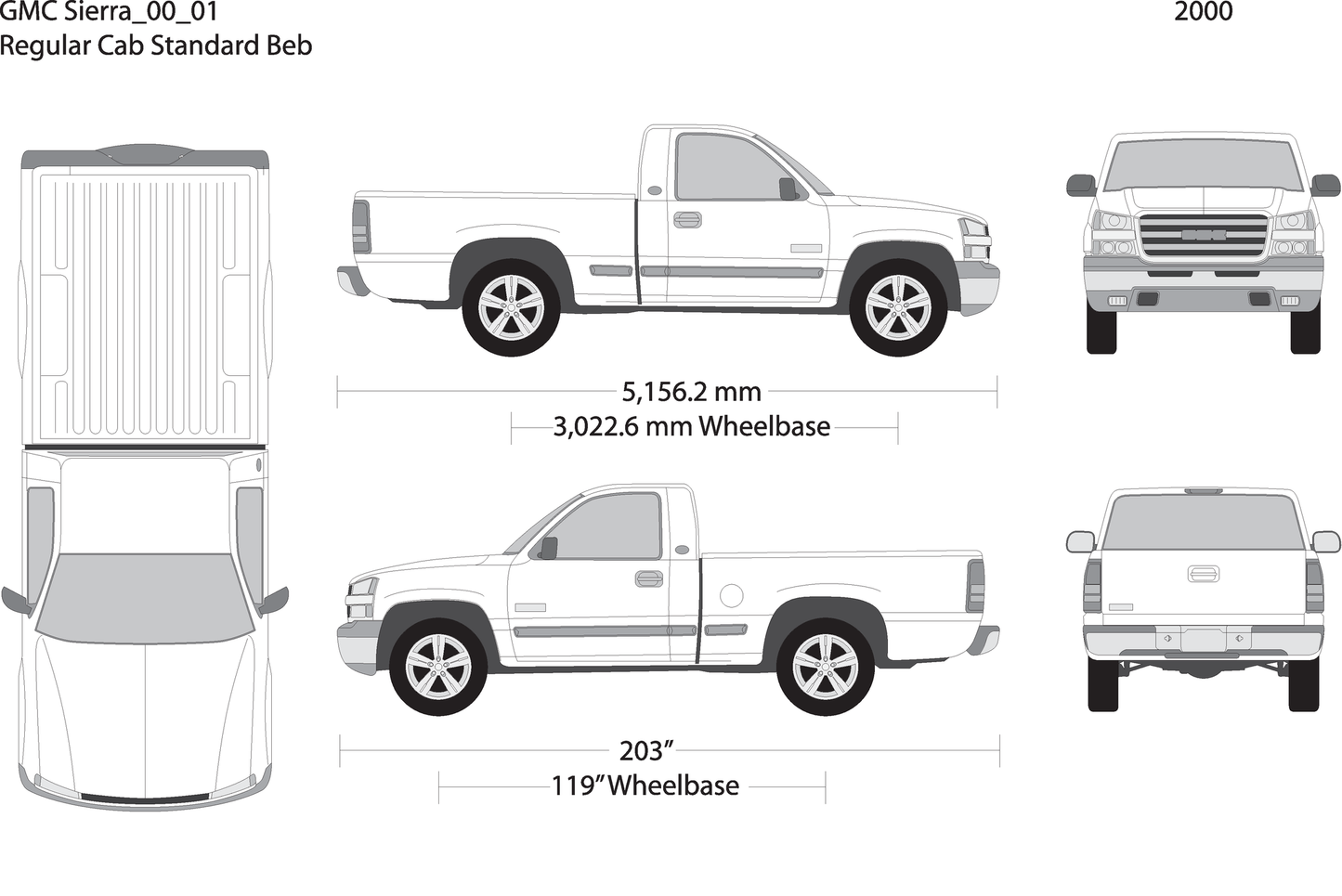 2000 Gmc Sierra 1500 V01 Vehicle Wrap Template