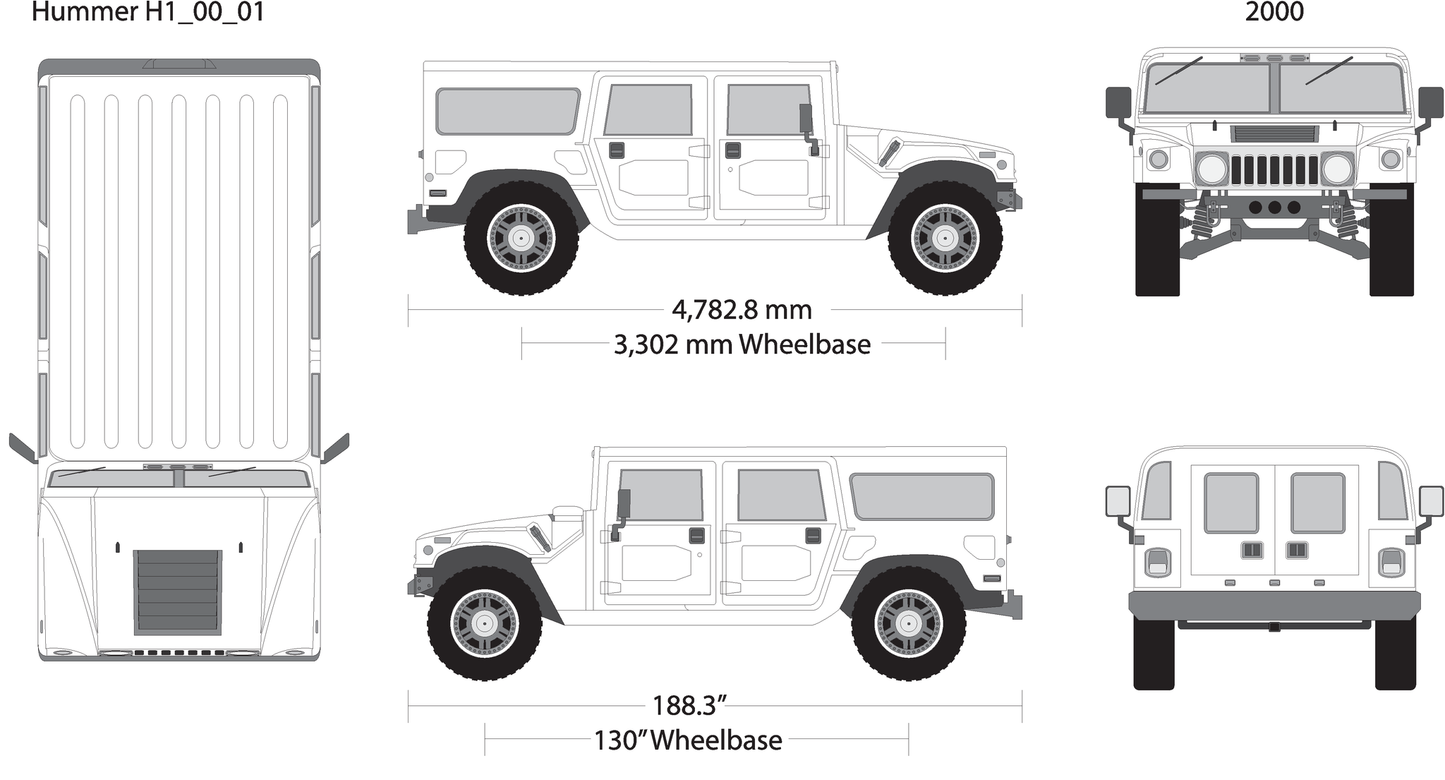 2000 Hummer H1 V01 Vehicle Wrap Template