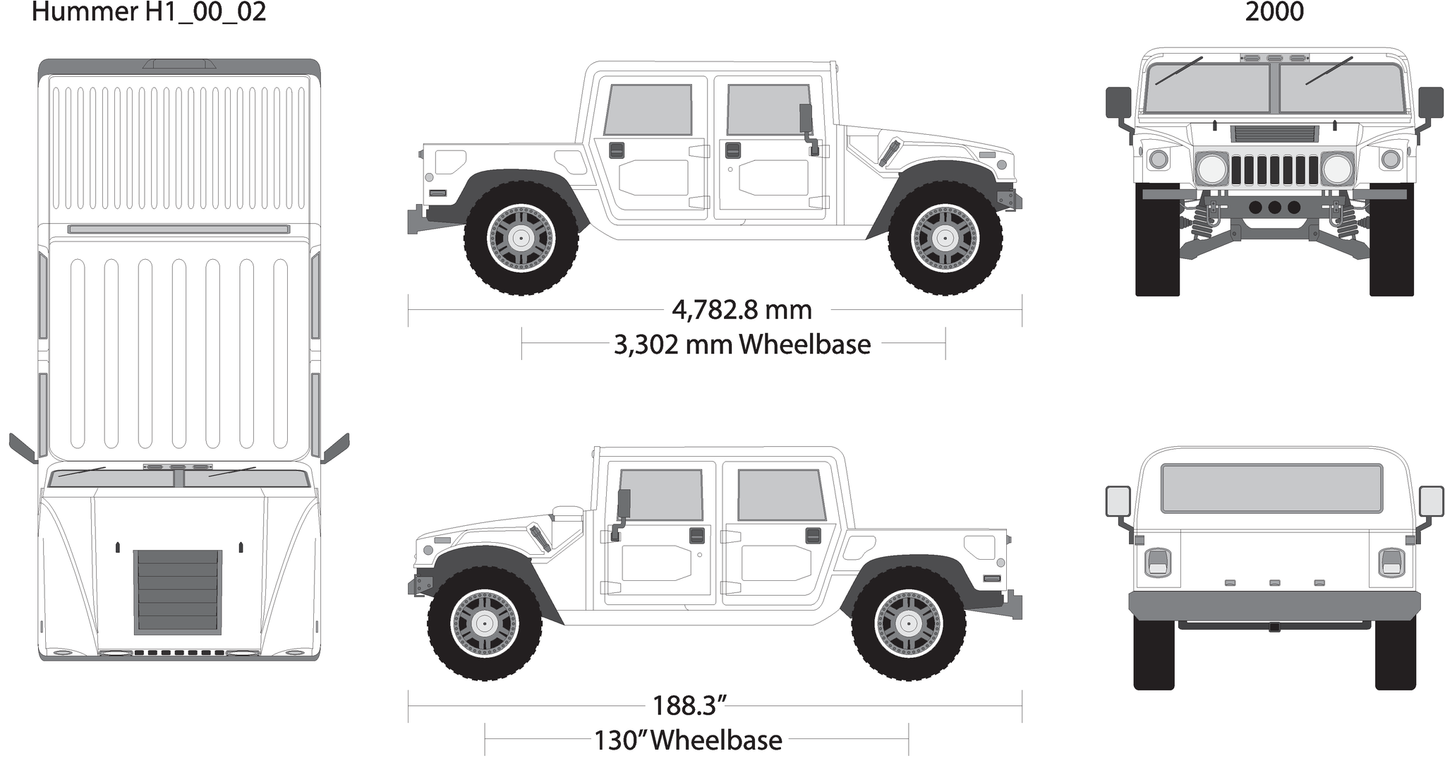 2000 Hummer H1 V02 Vehicle Wrap Template