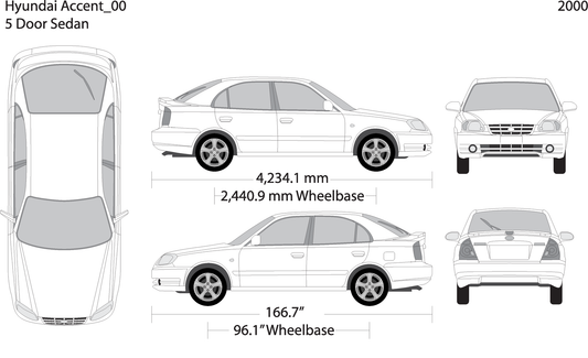 2000 Hyundai Accent Sedan V00 Vehicle Wrap Template