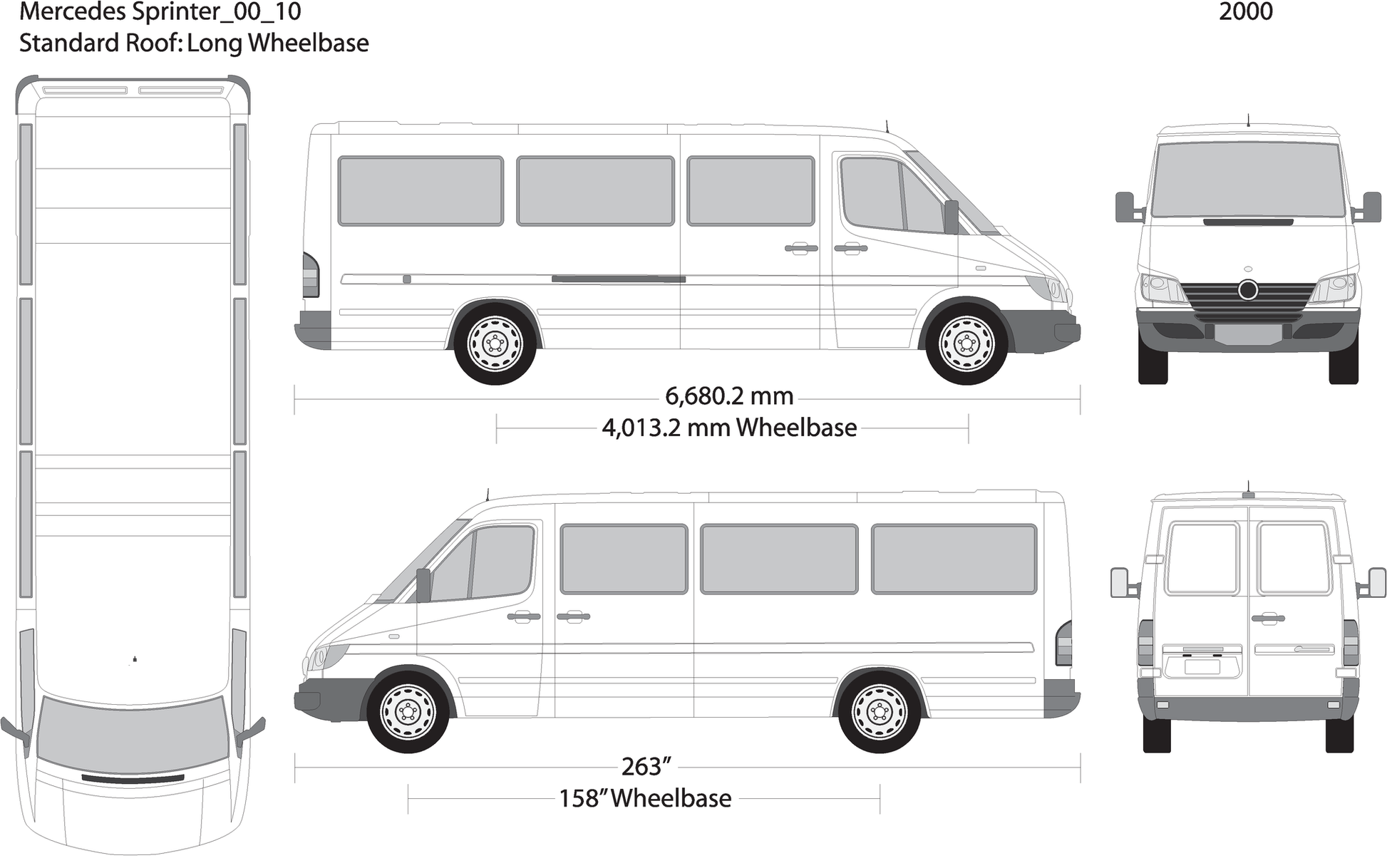 2000 Mercedes Sprinter V10 Vehicle Wrap Template