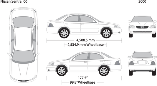 2000 Nissan Sentra V00 Vehicle Wrap Template