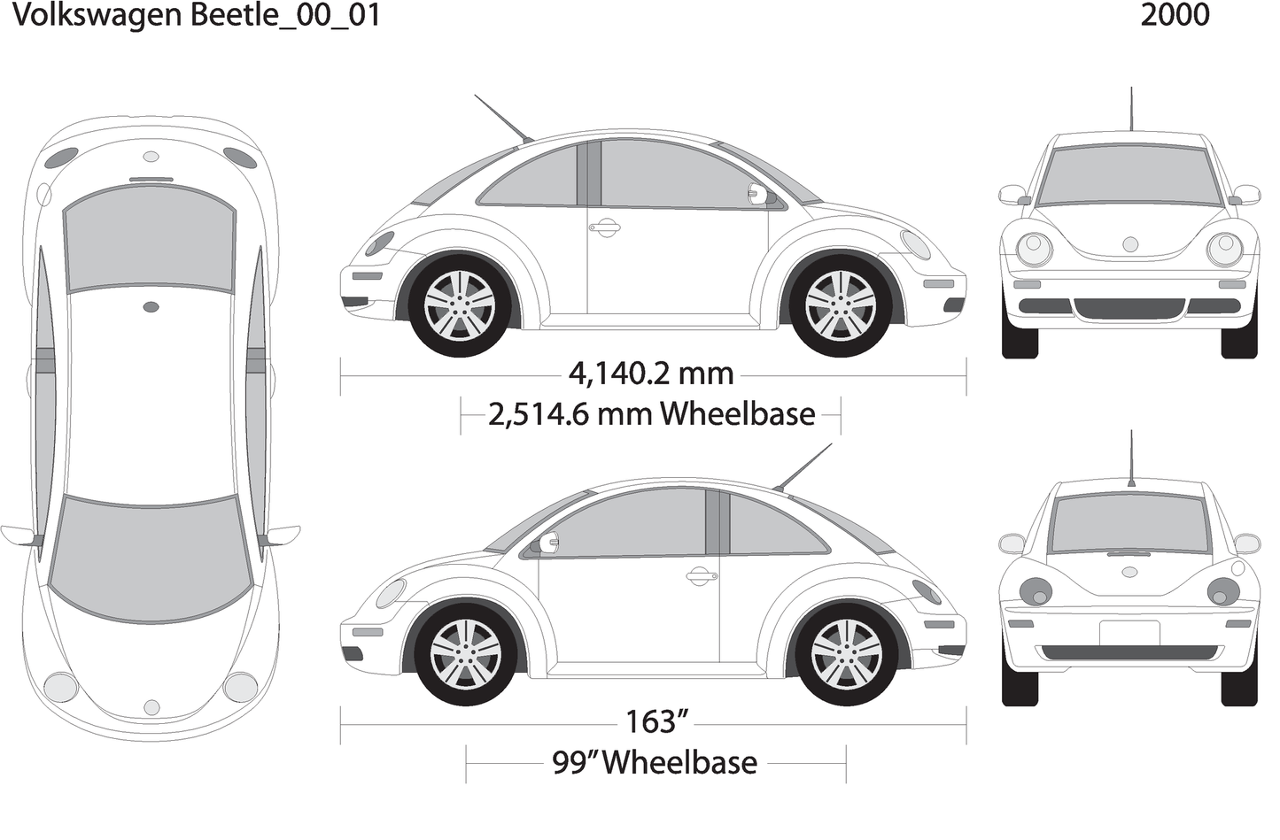 2000 Volkswagen Beetle V01 Vehicle Wrap Template