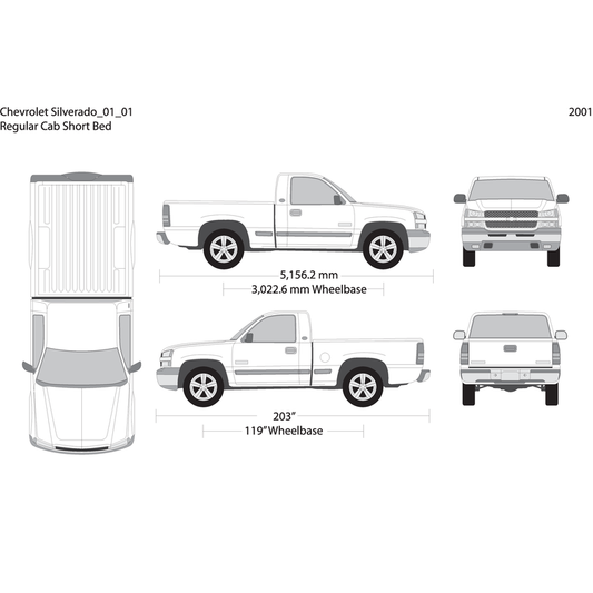 2001 Chevy Silverado 1500 V01 Vehicle Wrap Template