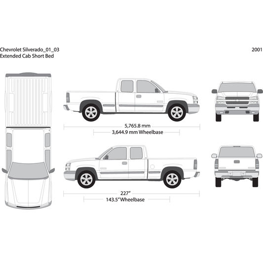 2001 Chevy Silverado 1500 V03 Vehicle Wrap Template