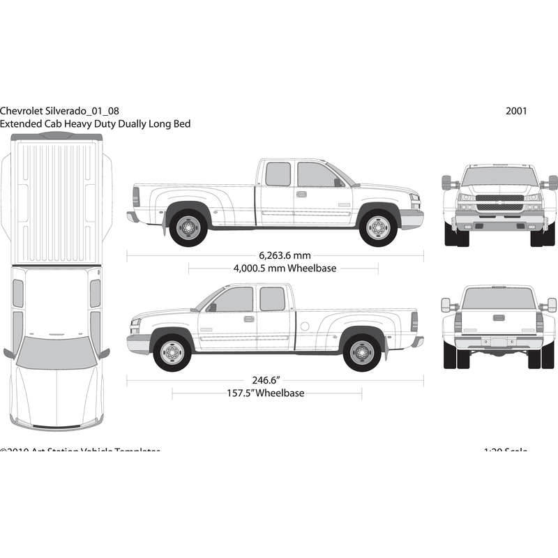2001 Chevy Silverado 2500 3500 Hd V08 Vehicle Wrap Template
