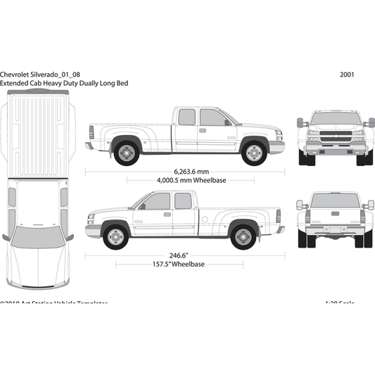 2001 Chevy Silverado 2500 3500 Hd V08 Vehicle Wrap Template