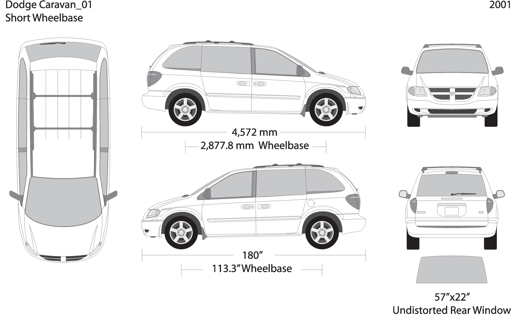 2001 Dodge Caravan V01 Vehicle Wrap Template