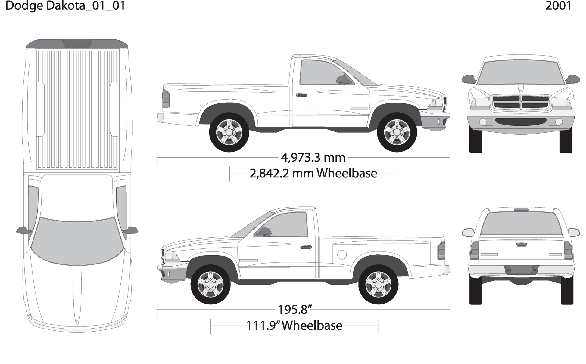 2001 Dodge Dakota V01 Vehicle Wrap Template